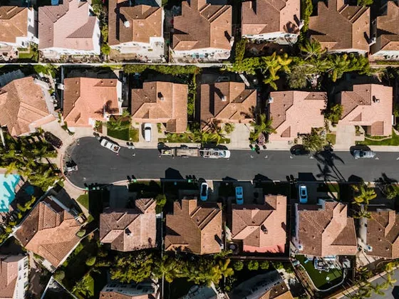 Aerial view of a Southern California residential neighborhood served by Sammy Electrical Services